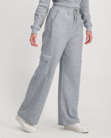 LADIES NOVA FASHION WIDE LEG CARGO FLEECE PANT