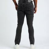 MENS MODA BLACK ACID DENIM RIP &amp; REPAIR JEANS