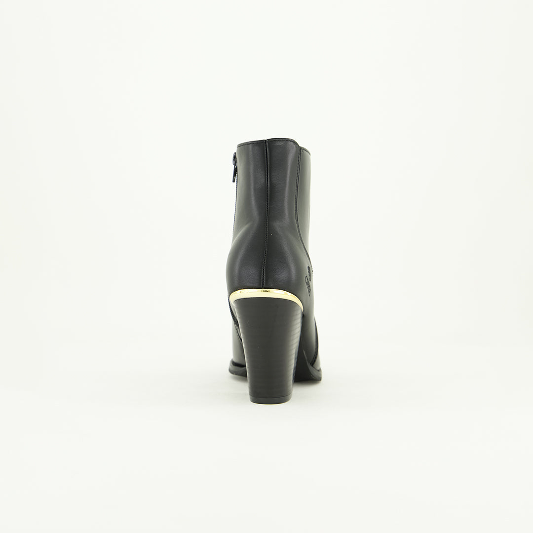Block Heel Pointy Boot.Gold Trim Detail.