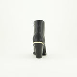 Block Heel Pointy Boot.Gold Trim Detail.