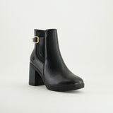 Block Heel Square Boot.Elastic Detail.