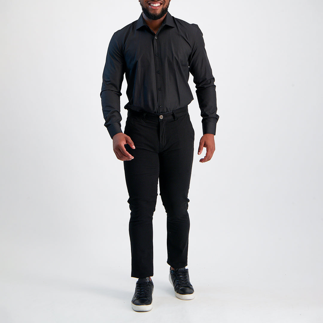 MENS ZAFF BLACK L/S SLIMFIT CORE SHIRT