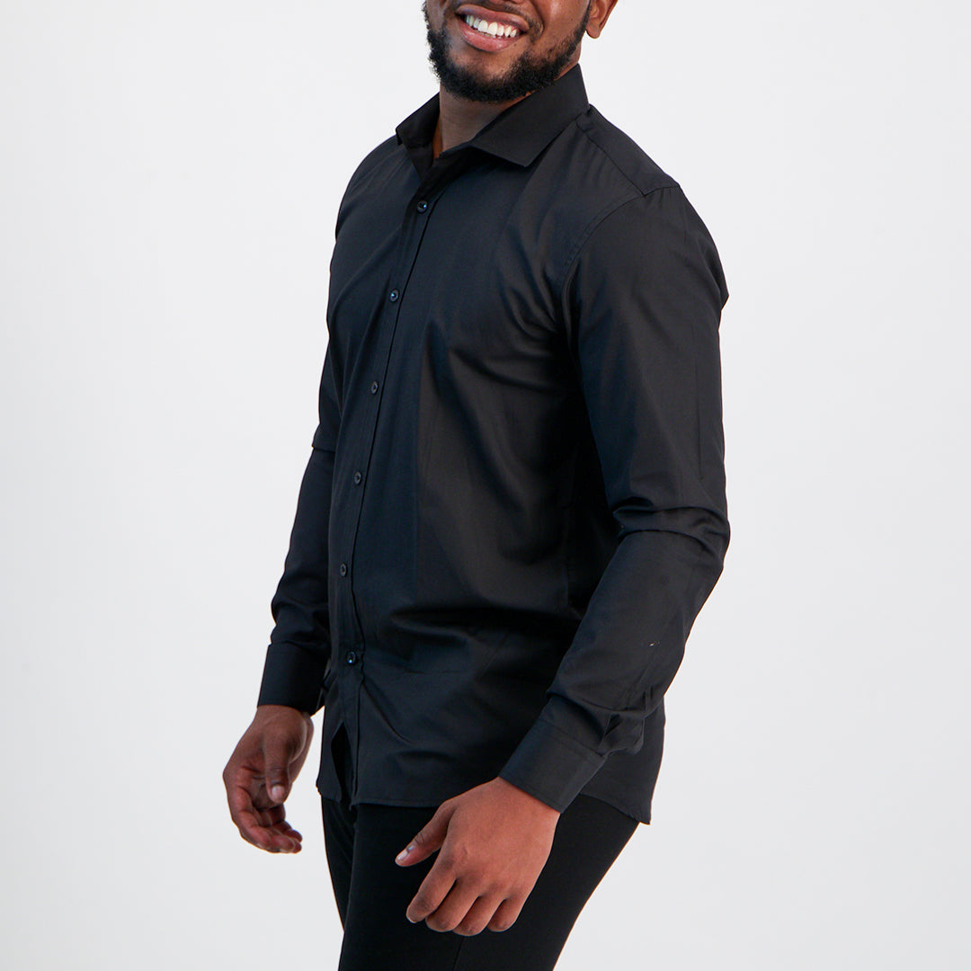 MENS ZAFF BLACK L/S SLIMFIT CORE SHIRT