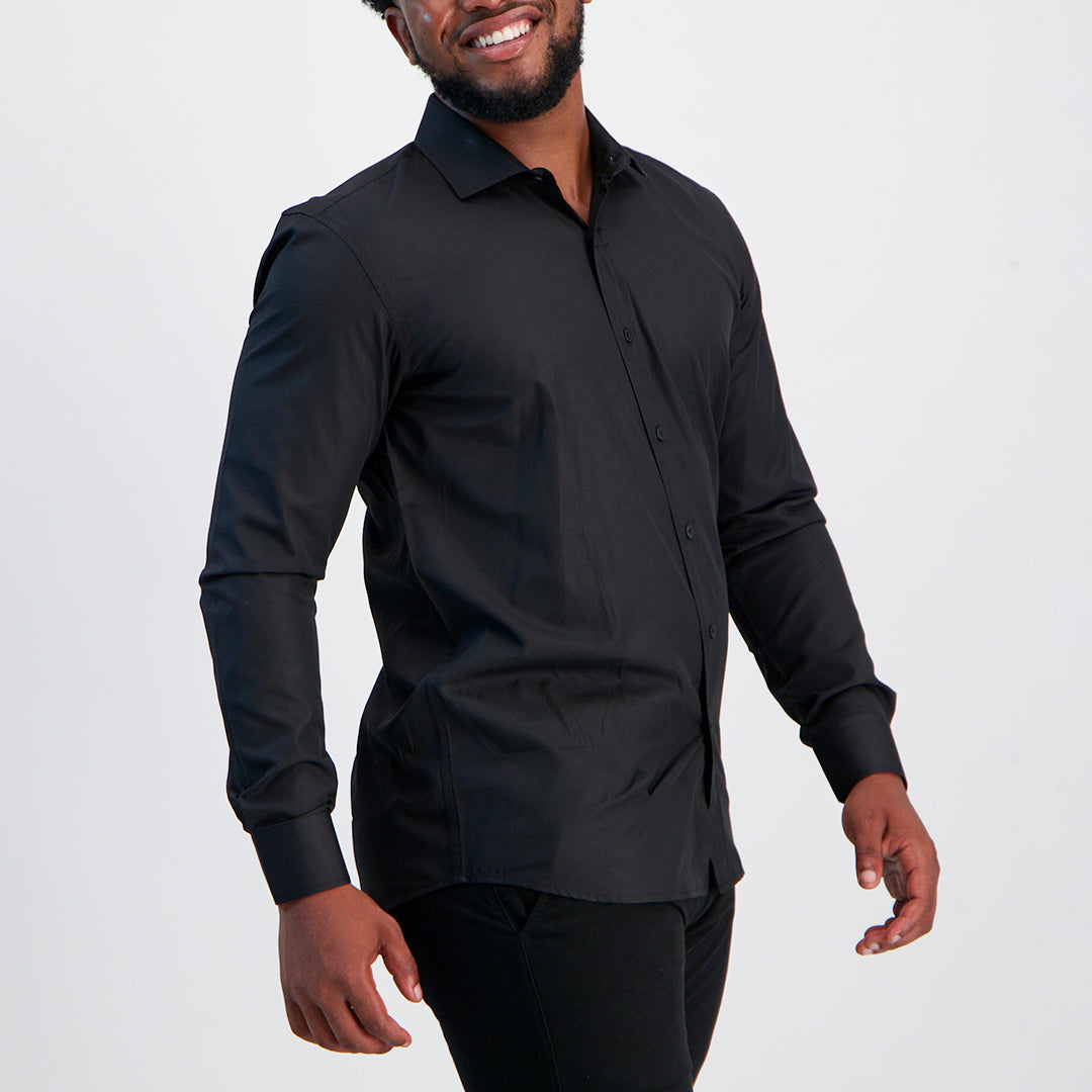 MENS ZAFF BLACK L/S SLIMFIT CORE SHIRT