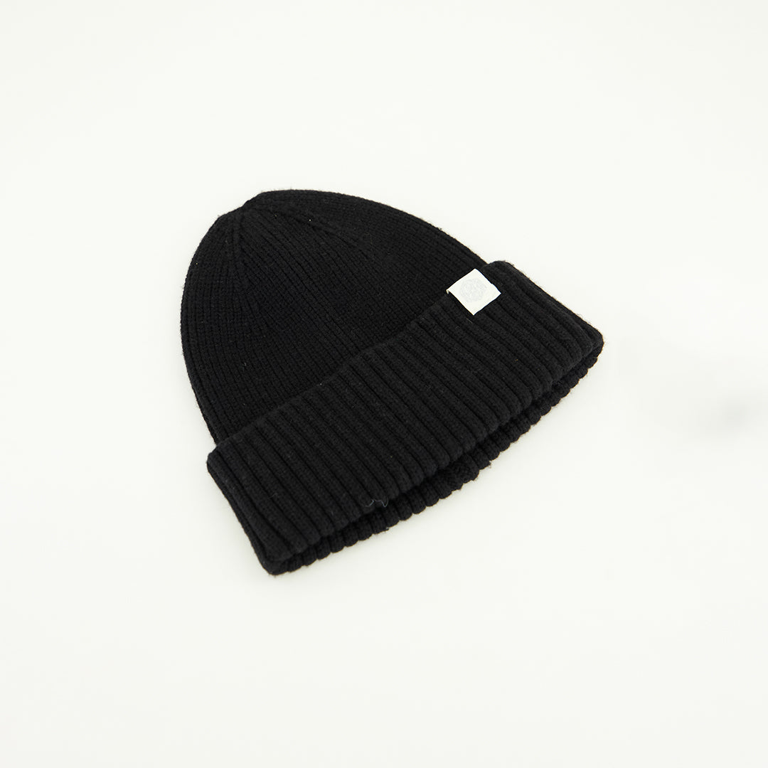 Ribbed Turn Up Core Beanie.Ingot Detail.