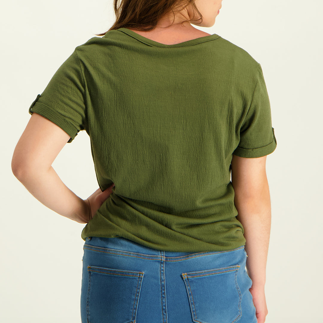 Olive Sleeve Top