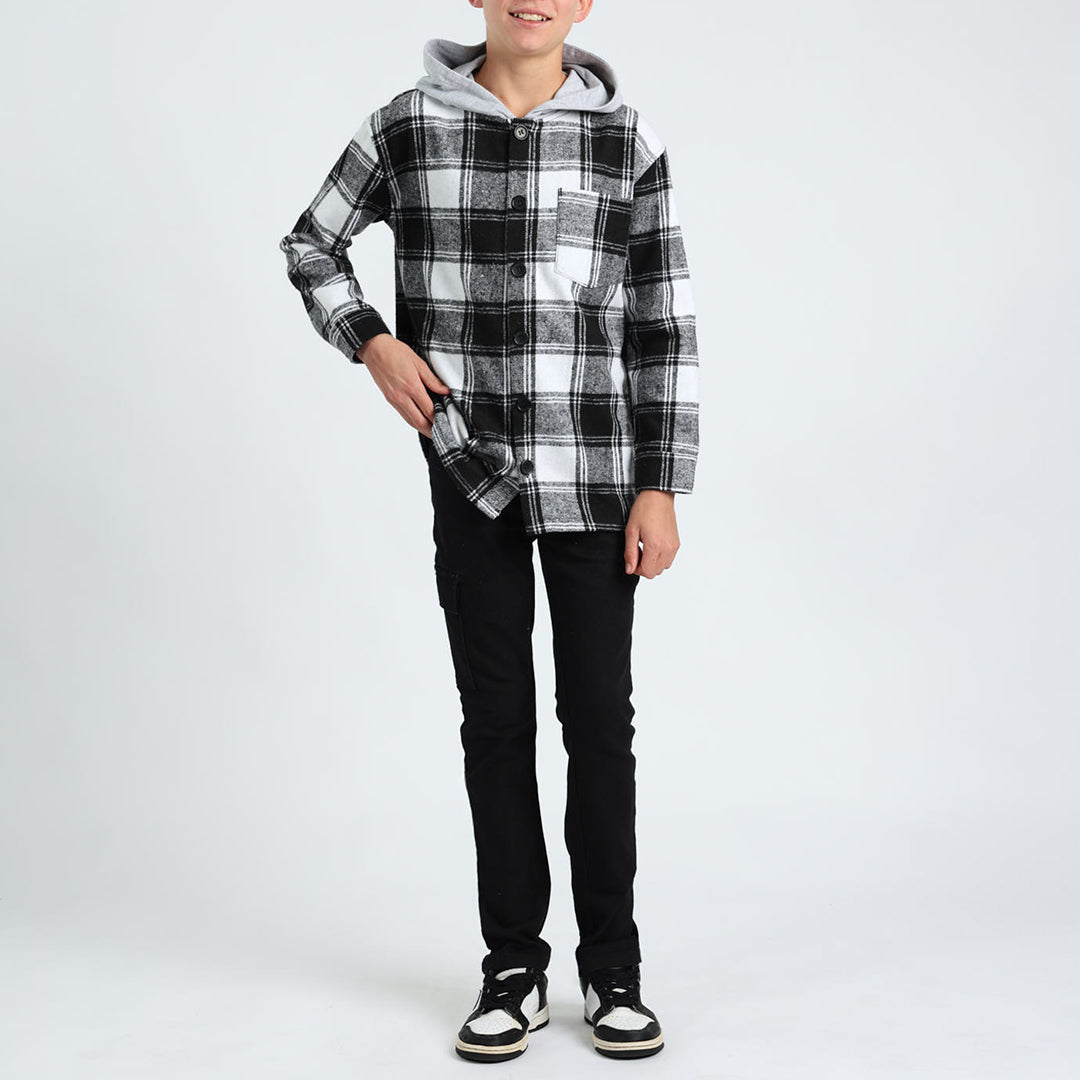 BOYS MODA BLACK DENIM CARGO JEANS