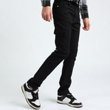 BOYS MODA BLACK DENIM CARGO JEANS