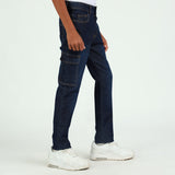 BOYS MODA DARK WASH BLUE DENIM CARGO JEANS