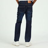 BOYS MODA DARK WASH BLUE DENIM CARGO JEANS