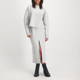 Ladies Ciarra Grey Melange Boxy Melton Top