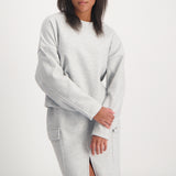 Ladies Ciarra Grey Melange Boxy Melton Top