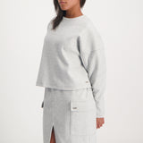 Ladies Ciarra Grey Melange Boxy Melton Top