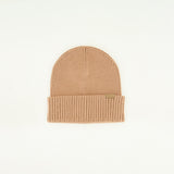 Melange Ribbed Turn Up Viscose Beanie.Mock Suede Label.Rubber Z.