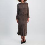 Ladies Ciarra Chocolate Lurex Skirt