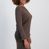 Chocolate and Gold Lurex Top