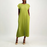 Ladies Ciarra Chartreuse Pleated Dress