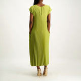 Ladies Ciarra Chartreuse Pleated Dress