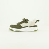 Suede Court Sneaker.Velcro And Elastic Laces.