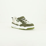 Suede Court Sneaker.Velcro And Elastic Laces.