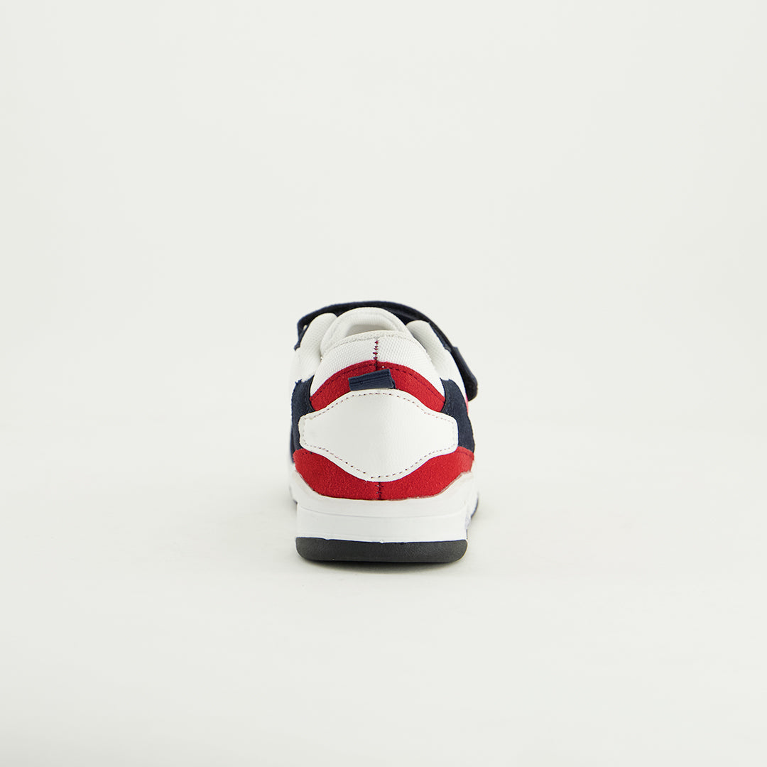 Suede Court Sneaker.Velcro And Elastic Laces.