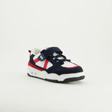 Suede Court Sneaker.Velcro And Elastic Laces.