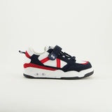 Suede Court Sneaker.Velcro And Elastic Laces.