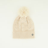Fancy Knit Beaded Beanie.Pom Pom Detail.