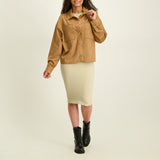 LADIES NOVA FASHION FAUX SUEDE SHACKET