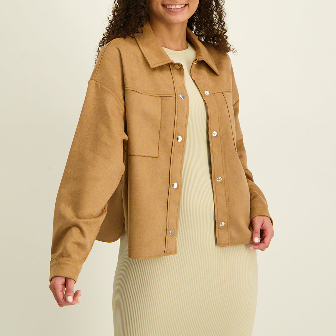 LADIES NOVA FASHION FAUX SUEDE SHACKET