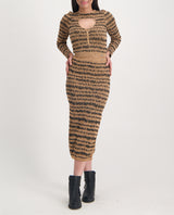 LADIES NOVA FASHION STONE AND BLACK SKIRT WITH FRONT SLIT