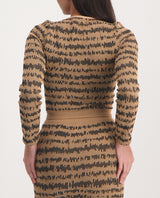 LADIES NOVA FASHION STONE AND BLACK FRONT DETAIL LONG SLEEVE TOP