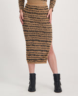 LADIES NOVA FASHION STONE AND BLACK SKIRT WITH FRONT SLIT