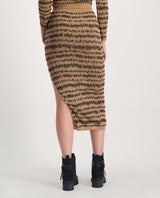LADIES NOVA FASHION STONE AND BLACK SKIRT WITH FRONT SLIT