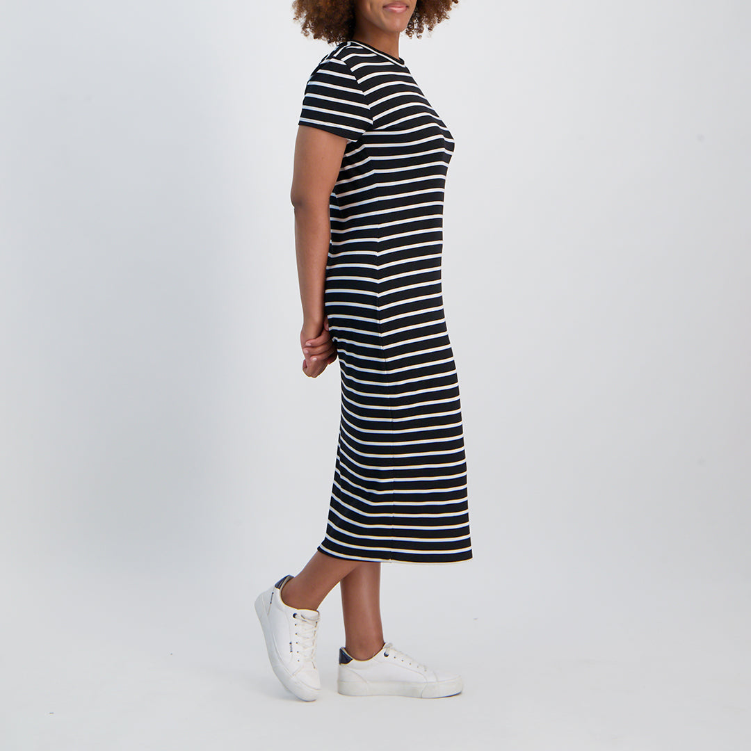 LADIES NOVA FASHION SHORT SLEEVE DRESS WITH SIDE SLIT
