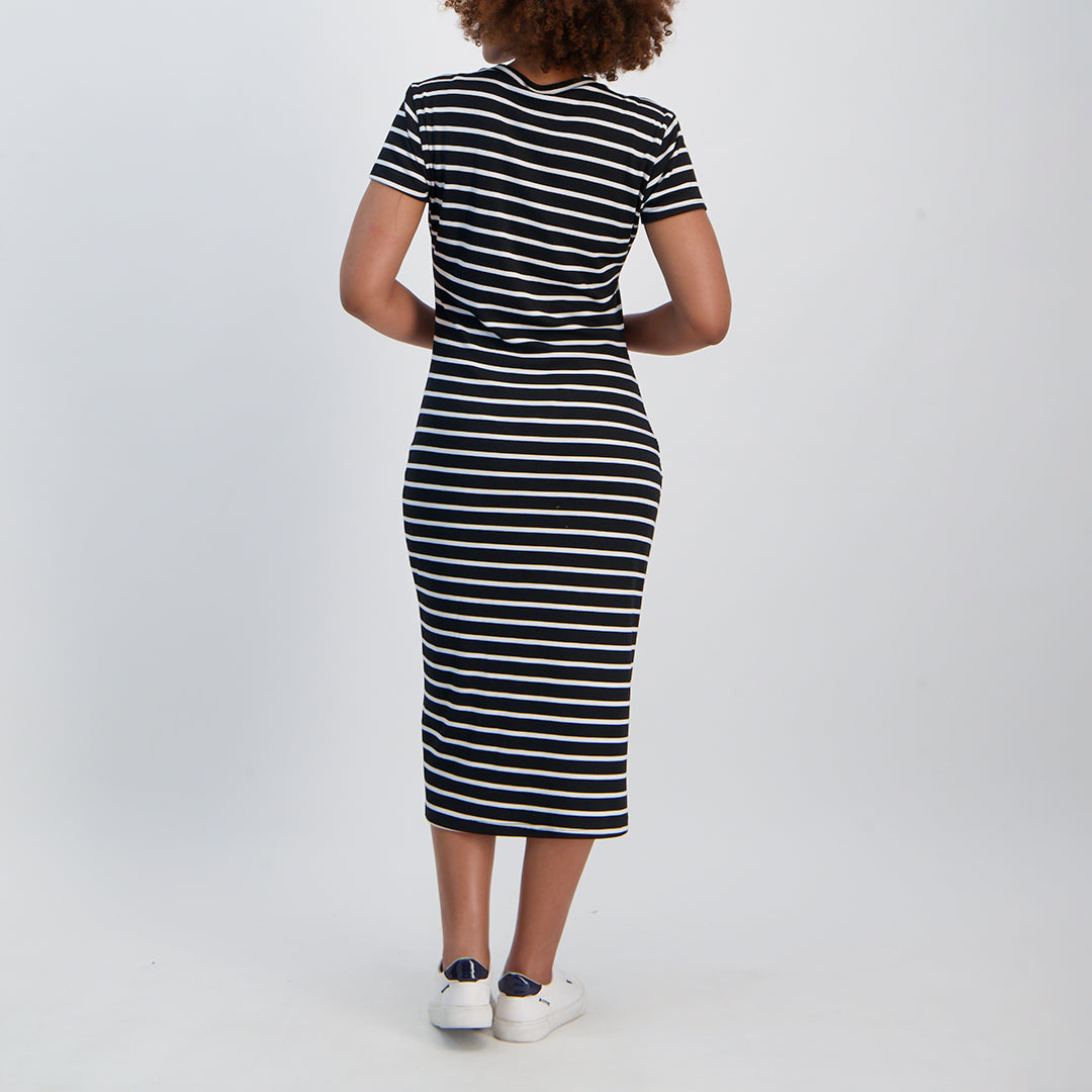 LADIES NOVA FASHION SHORT SLEEVE DRESS WITH SIDE SLIT