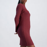 LADIES NOVA FASHION LONG SLEEVE TEXTURED DRESS WITH FRONT BUTTONS