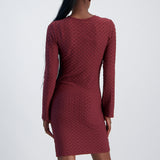 LADIES NOVA FASHION LONG SLEEVE TEXTURED DRESS WITH FRONT BUTTONS