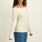 LADIES NOVA CREAM OFF SHOULDER TOP