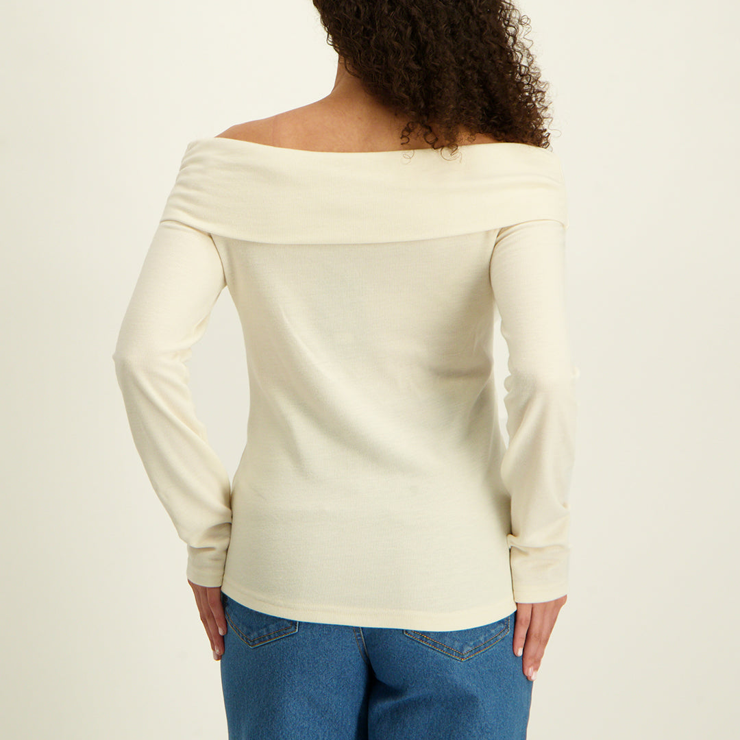 LADIES NOVA CREAM OFF SHOULDER TOP