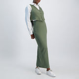 LADIES NOVA FASHION RIB SKIRT WITH SLIT