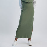 LADIES NOVA FASHION RIB SKIRT WITH SLIT