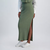 LADIES NOVA FASHION RIB SKIRT WITH SLIT