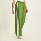 LADIES NOVA WIDE LEG TASLON PANT WITH SIDE TAPE DETAIL