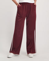 LADIES NOVA CRANBERRY WIDE LEG TRIACETATE PANT WITH SIDE TAPE DETAIL
