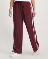 LADIES NOVA CRANBERRY WIDE LEG TRIACETATE PANT WITH SIDE TAPE DETAIL