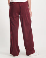 LADIES NOVA CRANBERRY WIDE LEG TRIACETATE PANT WITH SIDE TAPE DETAIL