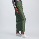 LADIES NOVA FASHION MAXI PU SKIRT WITH RUCHING AND SIDE SLIT