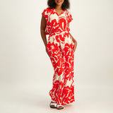 Ladies Ciarra Red Floral Wide Leg Pants