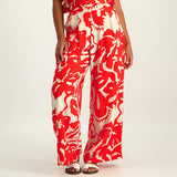 Ladies Ciarra Red Floral Wide Leg Pants